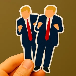 2-pak Dancing Trump Wodoodporne błyszczące naklejki winylowe na butelki na wodę / laptopy - Zdjęcie 1 z 4