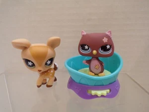 Littlest Pet Shop~#634~Ciervo Bambi~Beige~Manchas~#635~Búho~Borgoña~Ojos de flores - Imagen 1 de 3