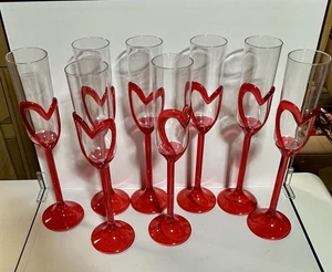 Lot Of 8 Valentines Day Heart Champagne Flute. - 10.26" x 2.57" x 2.57" - Picture 1 of 3