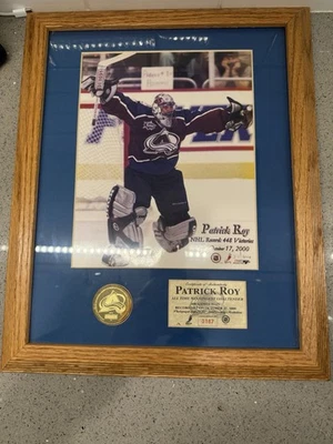PATRICK ROY, 448 NHL RECORD WINS Photomint Display Moneda de Oro Colorado Avalancha Foto 1 de 4