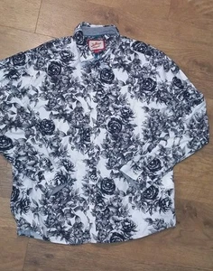 Joe Browns Shirt Size Large XL Long Sleeve Mens Black White Floral - Picture 1 of 5