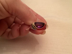 MOVADO AMETHYST STERLING SILVER & 750 RADIUS  RING SIZE 7 - Picture 1 of 7