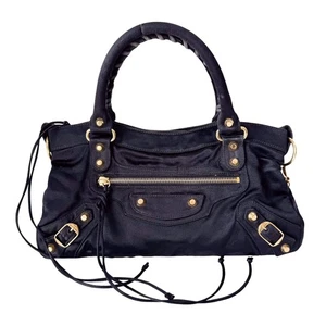 BALENCIAGA Small The First Black Satin Shoulder Bag - Picture 1 of 20