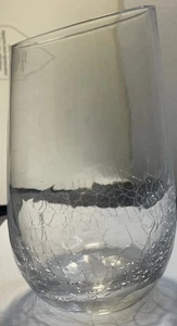Ein klarer Pier 1 abgewinkelter Rand Crackle Glas Becher 5 7/8" hoch lustig & elegant - Bild 1 von 9