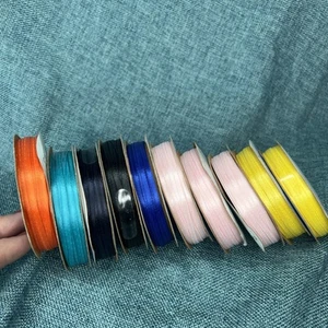 Vintage Lot Of 10 Spools Satin Ribbon Decor Crafts Variety Woven Offray Brand - Picture 1 of 6