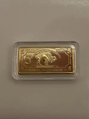 5 GRAM 100 MILLLS GOLD BUFFALO BULLION BARS .999 FINE *READ* - Image 1 of 4