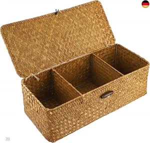 SUMNACON Seegras Aufbewahrungsbox mit Deckel Natürliches Seegrakorb 3 Fächern G - Bild 1 von 9
