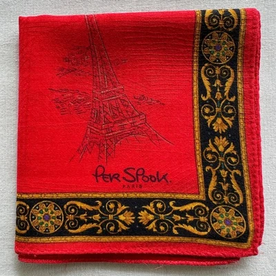 Pañuelo Per Spook De Colección Tela Roja Línea Tejida Arte Torre Eiffel Bufanda Negra 19 Foto 1 de 4