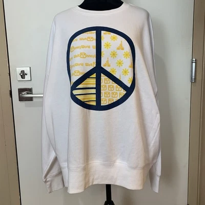 Walt Disney NWT 3X Peace Sign Long Sleeve White Pullover Sweatshirt - Image 1 of 4