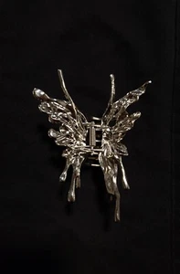 Large Silver Metal Butterfly Hair Claw Clip, Original Packaging, Unused - Picture 1 of 5