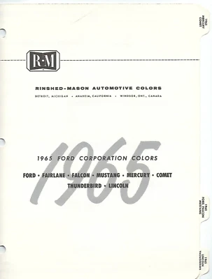 1965 FORD MERCURY THUNDERBIRD LINCOLN FALCON MUSTANG COMET PAINT CHIPS (R-M) - Image 1 of 4