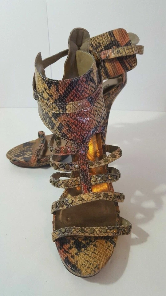Zapato de tacón de aguja para mujer Delicious marrón imitación piel de serpiente talla 9 Foto 1 de 4