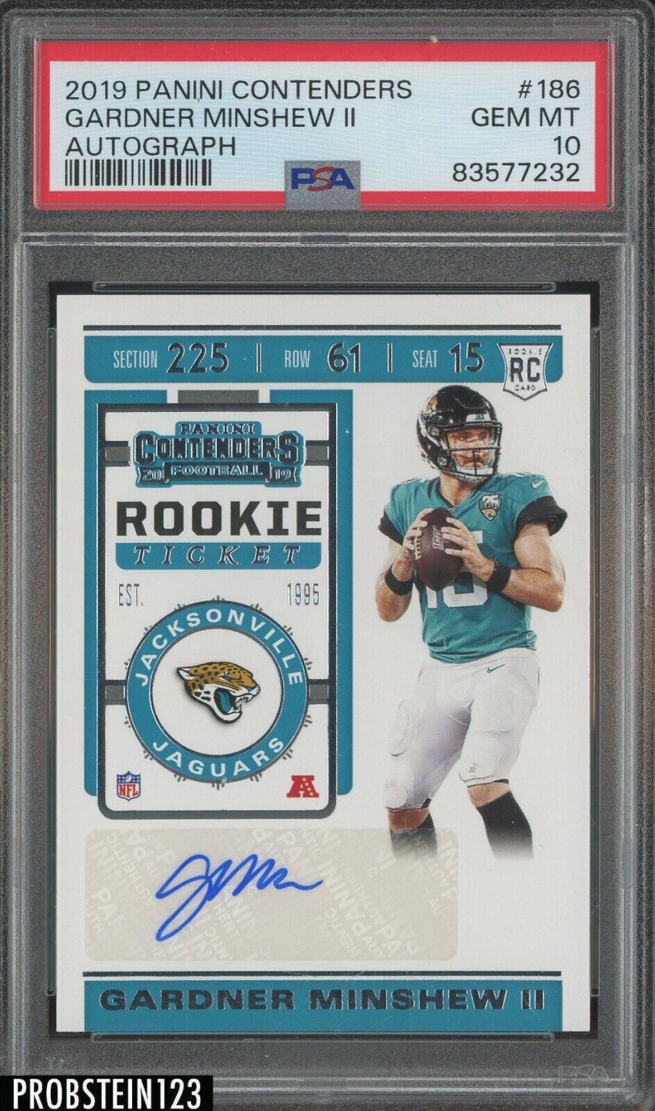 2019 Panini Contenders Rookie Ticket Gardner Minshew II RC AUTO PSA 10