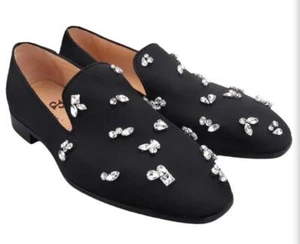 Mocasines sin cordones de diamante con punta redonda británicos de moda para hombres Zapatos de vestir de fiesta juvenil - Imagen 1 de 9