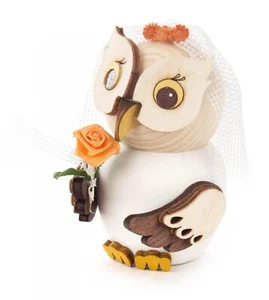 Ganzjahresfigur Mini-Eule Braut H: 7,5cm NEU Holzfigur Holzminiatur - Picture 1 of 1