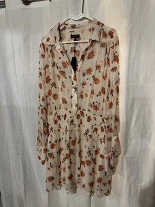RAG & BONE NWT $475 BAILEY L/S PINK FLORAL VISCOSE  SMOCKED MINI DRESS. SZ XL - Picture 1 of 15