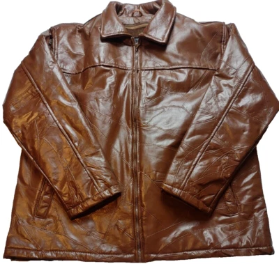 Leather XL Brown Jacket With Removable Fleece Liner Haband Executive Division - Image 1 of 4
