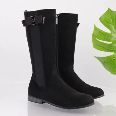 Michael Kors Womens Emma Valley Boot Size 5 Black Stretch Tall Bootie MK Bow - Image 1 of 4