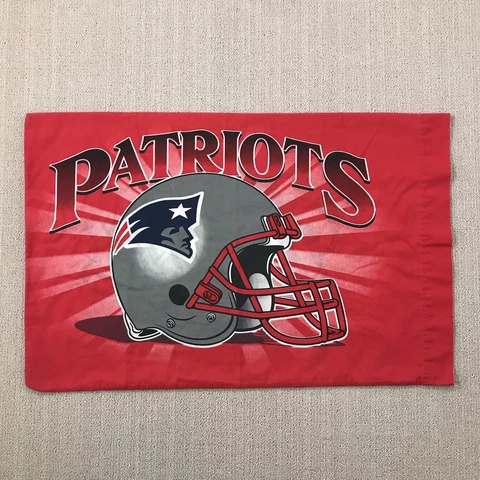Vintage New England Patriots Pillowcase Red Double Sided USA Made 90s NFL Cover
