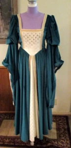 Brocade Renaissance Fair Medieval Dress Costume, Size 14, hand-made, 2020 w/veil - Picture 1 of 6