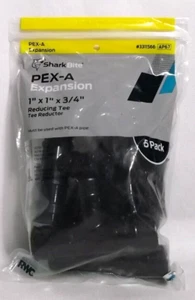 SharkBite 1" in x 1" in x 3/4" in PEX Expansion Poly Reducing Tee (5-Pack) - Picture 1 of 6