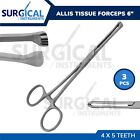 3 Pcs Allis Tissue Forceps 6" 4 X 5 Teeth Surgical Stainless Steel German Grade