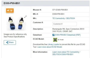 Conector TE Connectivity / Deutsch D369-P9-BS1 - Imagen 1 de 6