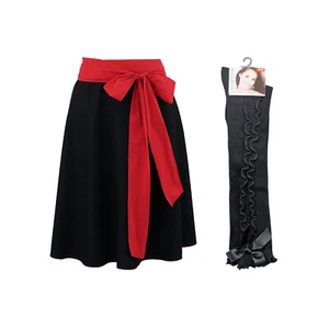 Trachtenrock Set Damen Teller Rock & Kniestrümpfe Schwarz & Schleife Rot Vegan - Bild 1 von 8