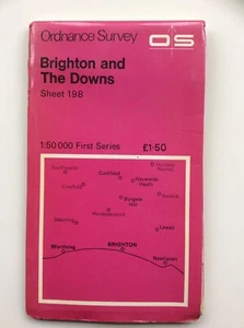 Vintage Ordnance Vermessungskarte 198 Brighton and the Downs 1:50.000 - Bild 1 von 2
