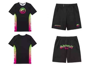 Retro Gradient Premium Design Rash Guard SS (Green-Pink) Training Fitted Shorts - Picture 1 of 1