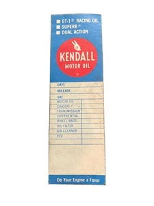 KENDALL MOTOR OIL DOOR JAMB TAB STICKER ORIGINAL COLLECTIBLE VINTAGE NOS - Picture 1 of 3