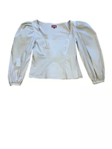 STAUD nude beige lana blouse top puff sleeve square neck 6 $198 - Picture 1 of 5