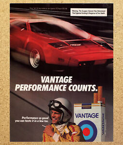 Vantage Tobacco Vector W2 Super Rennwagen - Vintage Druck Ad Ephemera Art 1985
