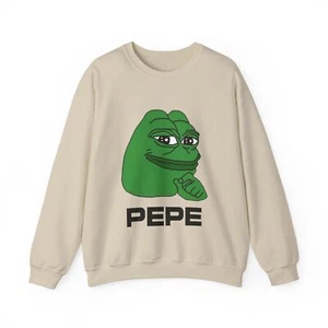 Pepecoin PEPE Crewneck Sweatshirt, Cryptocurrency Sweater, Funny Meme Token - Picture 1 of 21