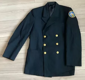 Men's Coat 6 Button 45% Wool Navy JROTC Patch Jacket 38R 55% Polyester - Picture 1 of 11
