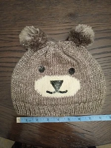 Kleinkind Bär Beanie Mütze Pailletten süßes Gesicht Bommelohren, neu andere - Bild 1 von 2
