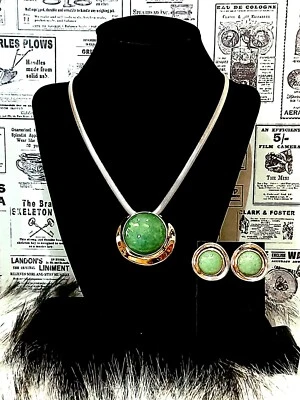 RLM Studio 925 латуни потрясающий авантюрин 10 «L ожерелье + 1/2» L серьги Ap5  - Изображение 1 из 4