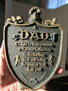 Bonita placa poema papá escudo de armas padre vintage pintado madera compuesto - Imagen 1 de 4