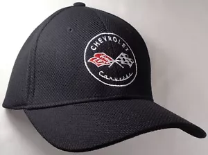 Sombrero Cap Flex Ajustado Pequeño Chevrolet Chevy Corvette C1 Negro RK - Imagen 1 de 2
