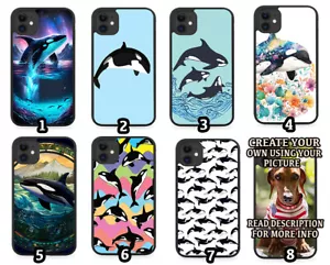 Killer Whale Rubber Phone Case Orca Whales Orcas Design Jumping Novelty Colourfu - Picture 1 of 2