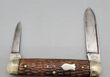 Vintage Dasco 2-Blade Bone Equal End Half-Whittler Pocket Knife