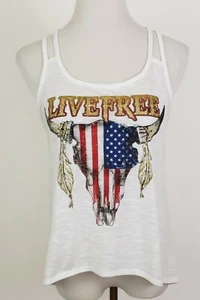 Tank Top Size M No Boundries Junior Women White Live Free Racerback - Picture 1 of 7