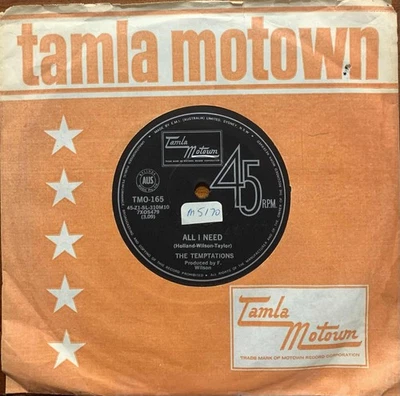 Temptations - All I Need / Sorry Is A Sorry Word 1967 Motown Soul Funk  Oz 45 - Image 1 of 2