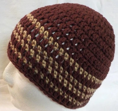  Gorro Calavera Sombrero MARRÓN OSCURO Y TOSTADO "NUEVO" Hecho a Mano Crochet se adapta a adultos y adolescentes  Foto 1 de 4