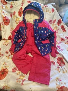 Snow Suit Pink Winter Toddler GIRLS 3T Set Jumpsuit Jacket Ski CAT & JACK 80’s - Picture 1 of 13