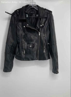 Members Only Womens Black Leather Full-Zip Motorcycle Jacket Size Small - Image 1 of 4