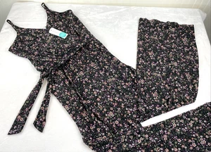 Kaileigh Rochelle Strick-Overall Damen MP schwarz Ditsy Blumenmuster V-Ausschnitt zum Binden - Bild 1 von 10