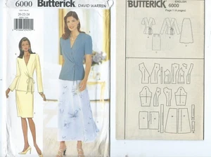 B 6000 sewing pattern lovely TOP + A-line or slim SKIRT sew sizes 20,22,24 UNCUT - Picture 1 of 1