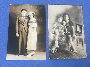 x2 RPPC MEXICANS PORTRAITS IN MEXICO OR TEXAS L@@K ! NAMES ON BACK ALVAREZ +! - Picture 1 of 2