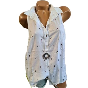 AJC Bluse Shirt weiß schwarz gemustert Gr. 36 bis 46 Ärmellos (1 248) NEU - Bild 1 von 4